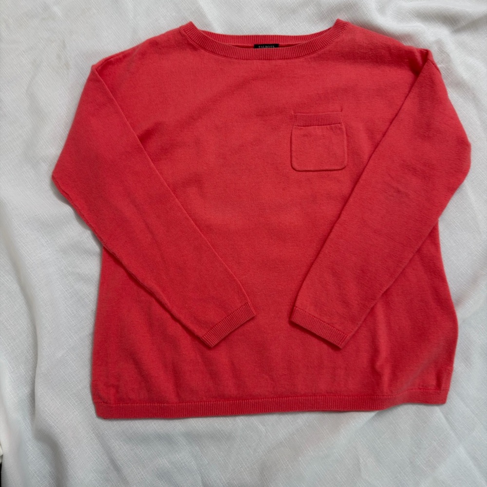 Talbots‎ Women's Vibrant Pink Crew Neck Sweater Cotton, Wool, Cashmere Blend.